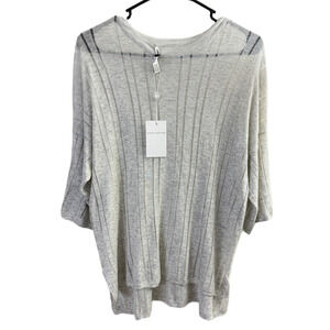 Cotton by Autumn Cashmere Sweater Womens Small Gray Oversized Drop Stitch Crew *